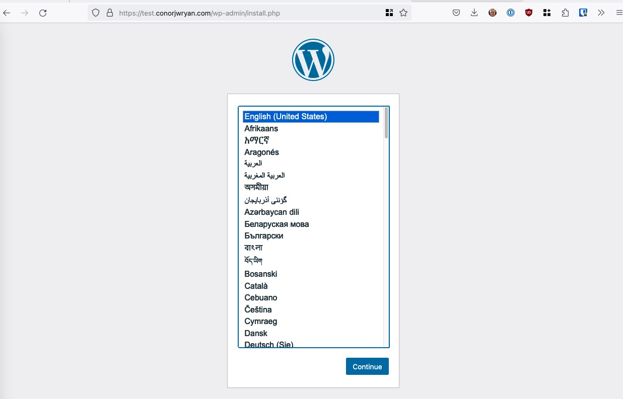 A screenshot of the site showing the default wordpress site