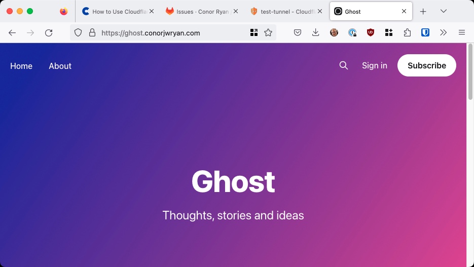 A screenshot of the ghost website