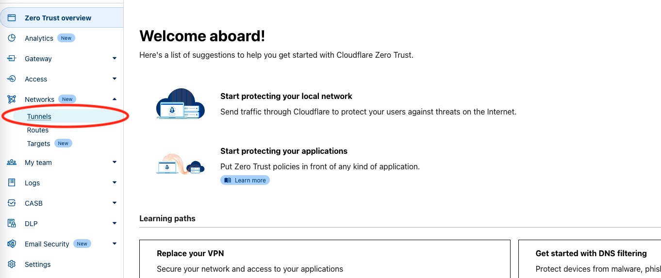 A screenshot of the cloudflare zero trust dashboard