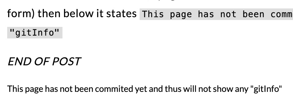 A Screenshot of this page under construction not and thus having not been committed informing the author of such by not meeting the conditions of the code above