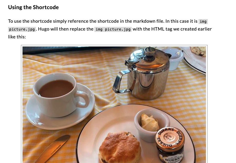A screenshot of the post with the img shortcode